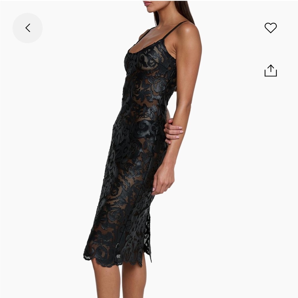 L'AGENCE Black Lace Overlay Midi Dress - Picture 2 of 4